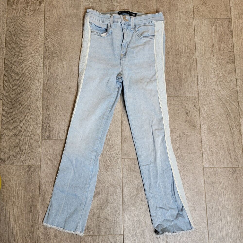 Veronica Beard Wm Size 25 Carly 11" Kick Flare Side Stripe High Rise Denim Jeans
